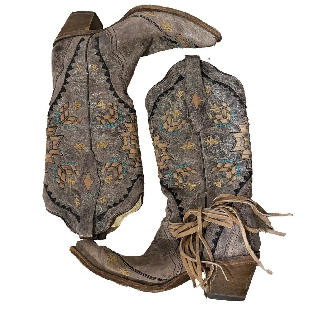 cango tobacco embroidered western cowboy boot - Picture 4 of 8